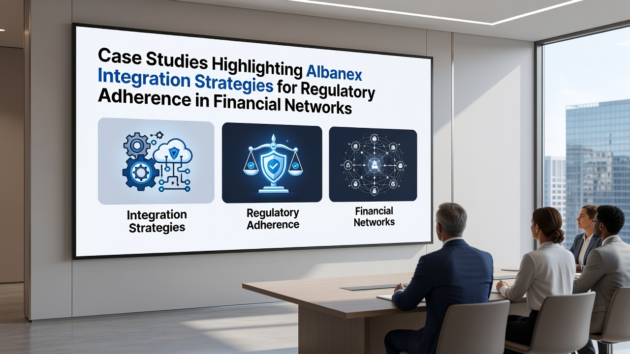 Detailed view of Albanex compliance dashboard displaying real-time regulatory adherence metrics in a financial network setting